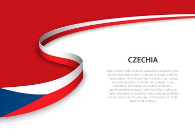 Telif uzayı arka planına sahip Çek bayrağı. Sancak veya kurdele vektör şablonu