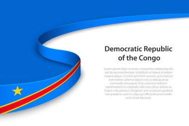 Telif uzayı arka planına sahip DR Kongo bayrağı. Sancak veya kurdele vektör şablonu