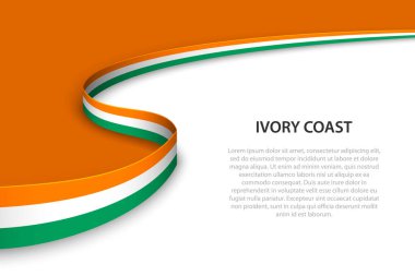 Fildişi Sahili 'nin telif alanı arka planına sahip dalga bayrağı. Sancak veya kurdele vektör şablonu