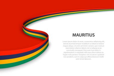 Mauritius 'un telif uzayı arka planına sahip dalga bayrağı. Sancak veya kurdele vektör şablonu