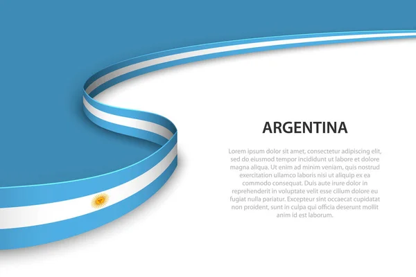 Волновой Флаг Аргентины Копикосмическим Фоном Шаблон Вектора Баннера Ленты — стоковый вектор