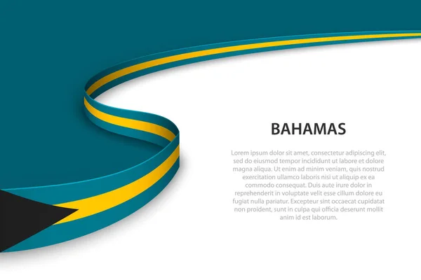 Σημαία Κύμα Μπαχάμες Φόντο Copyspace Πρότυπο Φορέα Banner Κορδέλας — Διανυσματικό Αρχείο
