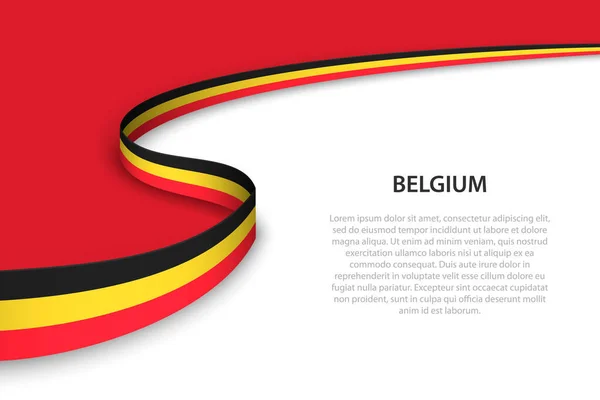 Волновой Флаг Бельгии Копикосмическим Фоном Шаблон Вектора Баннера Ленты — стоковый вектор