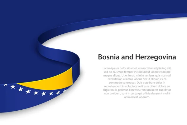 Wave Flag Bosnia Herzegovina Copyspace Background Banner Ribbon Vector Template — Stock Vector