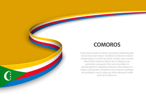Flagge Der Komoren Mit Copyspace Hintergrund Banner Oder Bändchen Vektorvorlage — Stockvektor