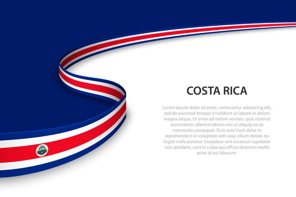 Bandera Ondulada Costa Rica Con Fondo Copyspace Plantilla Vector Banner — Vector de stock