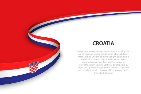 Bandeira Onda Croácia Com Fundo Copyspace Modelo Vetor Faixa Fita — Vetor de Stock