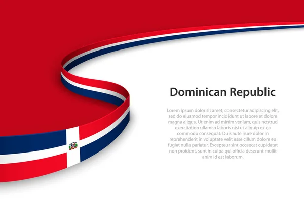 具有复制空间背景的多米尼加共和国的波浪旗 条幅或色带矢量模板 — 图库矢量图片