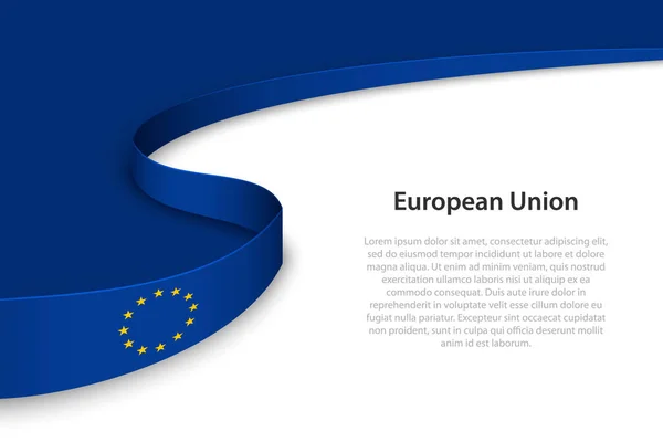 Hullámzó Zászló Európai Unió Copyspace Háttérrel Banner Vagy Szalagvektor Sablonja — Stock Vector