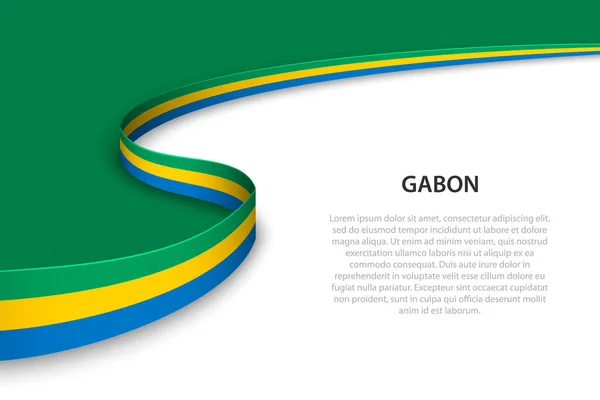 Κυματιστή Σημαία Της Γκαμπόν Φόντο Copyspace Πρότυπο Φορέα Banner Κορδέλας — Διανυσματικό Αρχείο