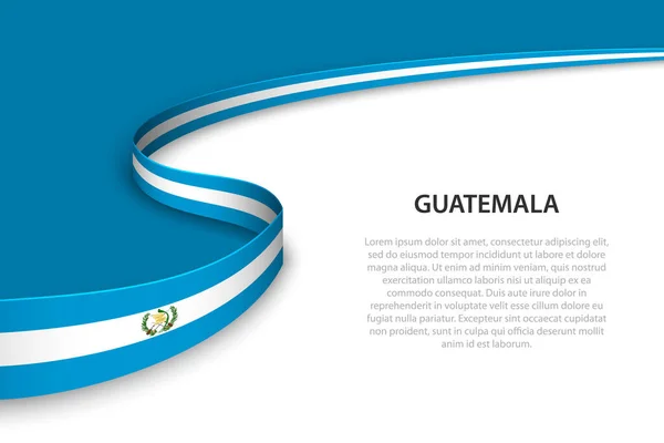 Bandera Ondulada Guatemala Con Fondo Copyspace Plantilla Vector Banner Cinta — Vector de stock