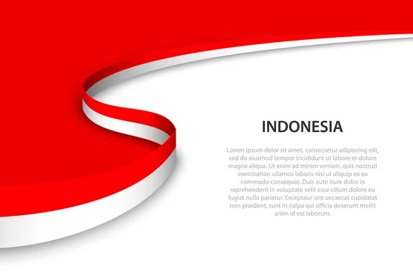 Bandeira Onda Indonésia Com Fundo Copyspace Modelo Vetor Faixa Fita —  Vetores de Stock