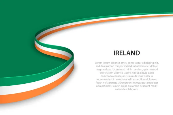 Wave Flag Ireland Copyspace Background Banner Ribbon Vector Template — Stock Vector