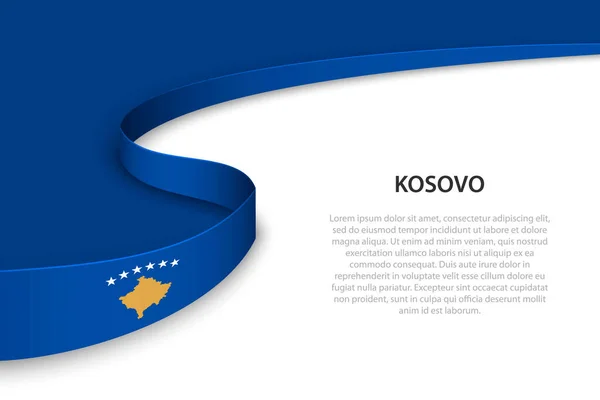 stock vector Wave flag of Kosovo with copyspace background. Banner or ribbon vector template