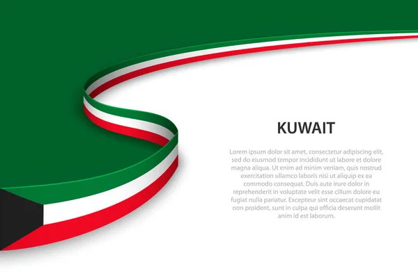Kopyalama Arkaplanlı Kuveyt Bayrağı Sancak Veya Kurdele Vektör Şablonu — Stok Vektör