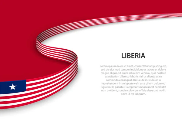 Bandera Onda Liberia Con Fondo Copyspace Plantilla Vector Banner Cinta — Archivo Imágenes Vectoriales