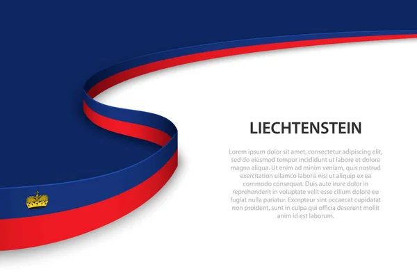 Wave Zászló Liechtenstein Copyspace Háttérrel Banner Vagy Szalagvektor Sablonja — Stock Vector