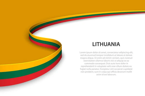 Wave Flagga Litauen Med Copyspace Bakgrund Mall För Banderoll Eller — Stock vektor