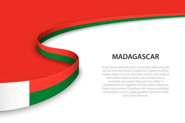 Bandera Onda Madagascar Con Fondo Del Copyspace Plantilla Vector Banner — Vector de stock