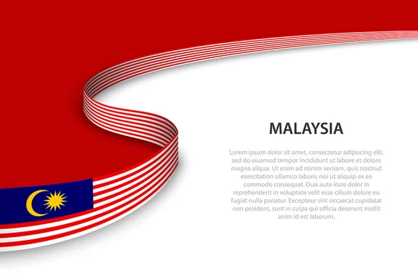 Wave Flag Malaysia Copyspace Background Banner Ribbon Vector Template — Stock Vector