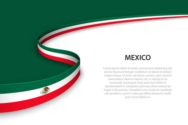 コピースペースの背景を持つメキシコの波旗 バナーまたはリボンベクトルテンプレート — ストックベクタ