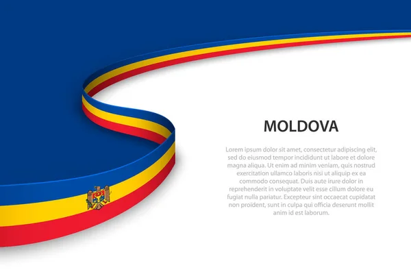 Волновой Флаг Молдовы Копипространственным Фоном Шаблон Вектора Баннера Ленты — стоковый вектор
