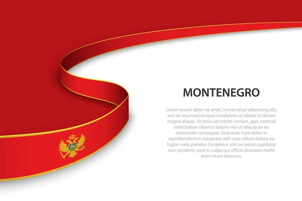 Flaga Falowa Czarnogóry Tłem Copyspace Wzór Wektora Sztandaru Lub Wstążki — Wektor stockowy
