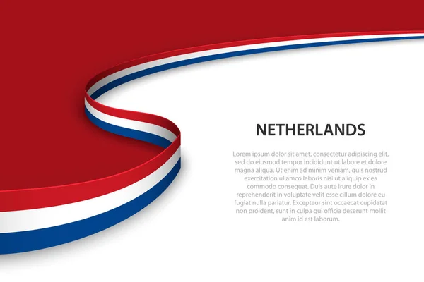 Flagge Der Niederlande Mit Copyspace Hintergrund Banner Oder Bändchen Vektorvorlage — Stockvektor