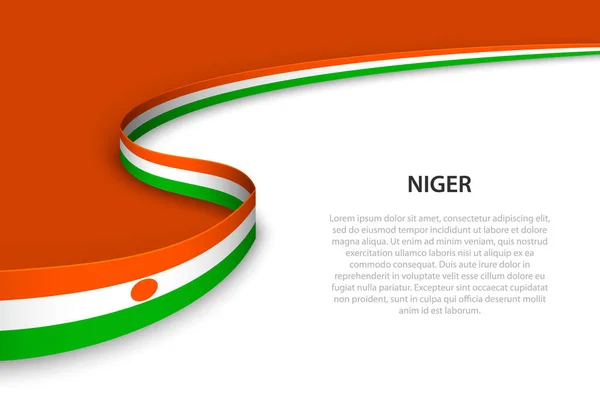 Flagge Von Niger Mit Copyspace Hintergrund Banner Oder Bändchen Vektorvorlage — Stockvektor