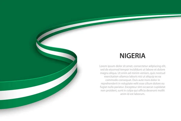 Bandera Ondulada Nigeria Con Fondo Copyspace Plantilla Vector Banner Cinta — Vector de stock