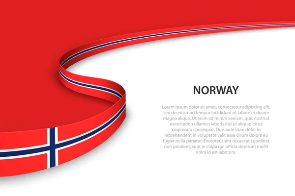 Wave Flag Norway Copyspace Background Banner Ribbon Vector Template — Stock Vector