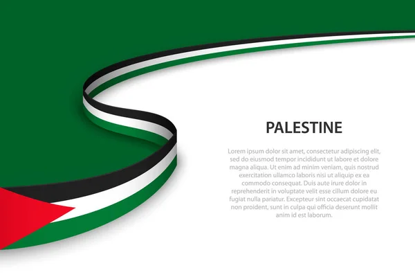 Sventola Bandiera Della Palestina Con Sfondo Copyspace Modello Banner Nastro — Vettoriale Stock