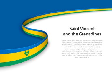 Saint Vincent ve Grenadines 'in telif uzayı arka planına sahip dalga bayrağı. Sancak veya kurdele vektör şablonu