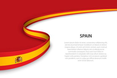 Telif uzayı arka planına sahip İspanya bayrağı. Sancak veya kurdele vektör şablonu
