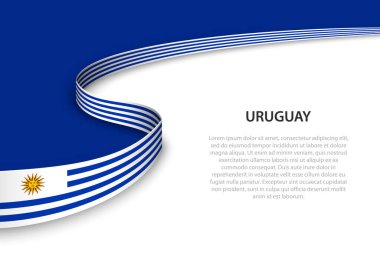 Telif uzayı arka planına sahip Uruguay 'ın dalga bayrağı. Sancak veya kurdele vektör şablonu