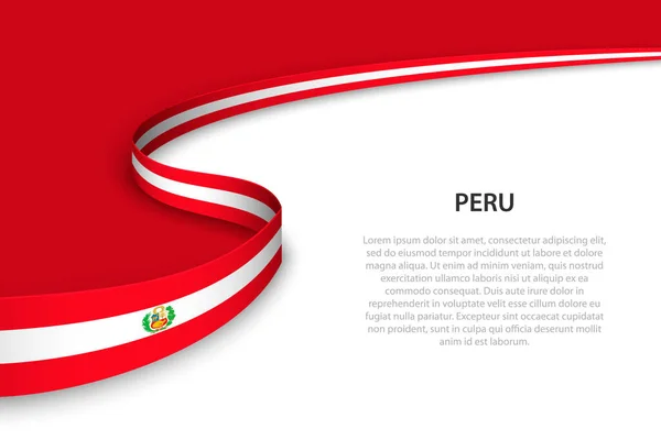 Bandera Ondulada Perú Con Fondo Copyspace Plantilla Vector Banner Cinta — Archivo Imágenes Vectoriales