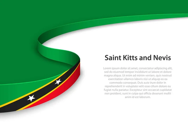 stock vector Wave flag of Saint Kitts and Nevis with copyspace background. Banner or ribbon vector template