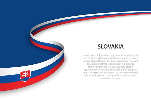 コピースペースの背景とスロバキアの波のフラグ バナーまたはリボンベクトルテンプレート — ストックベクタ