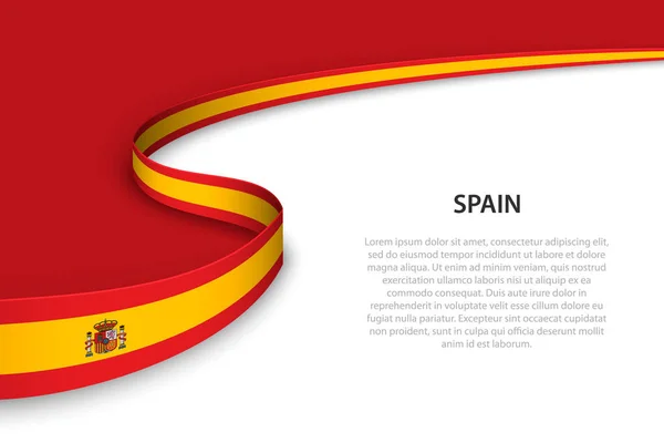 Wave Flagga Spanien Med Copyspace Bakgrund Mall För Banderoll Eller — Stock vektor