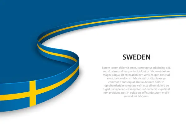 Хвильовий Прапор Швеції Авторським Фоном Граничний Або Стрічковий Вектор — стоковий вектор