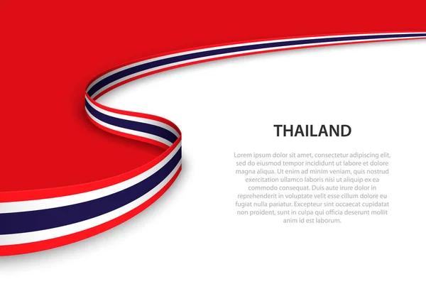 Flaga Fali Tajlandii Tłem Copyspace Wzór Wektora Sztandaru Lub Wstążki — Wektor stockowy