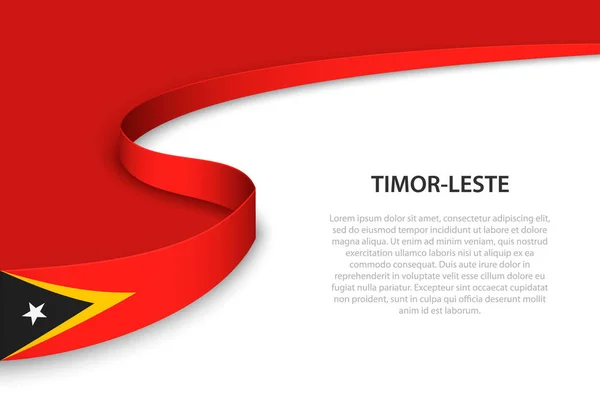 Bandera Timor Leste Con Fondo Copyspace Plantilla Vector Banner Cinta — Vector de stock