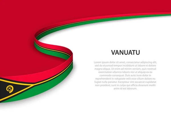 Bandera Onda Vanuatu Con Fondo Copyspace Plantilla Vector Banner Cinta — Vector de stock