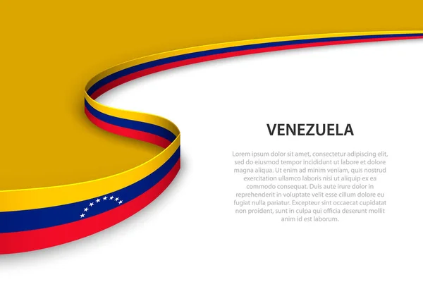 Волновой Флаг Венесуэлы Копикосмическим Фоном Шаблон Вектора Баннера Ленты — стоковый вектор