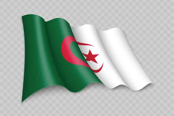 Şeffaf Arkaplanda Cezayir Bayrağı Sallayan Gerçekçi — Stok Vektör