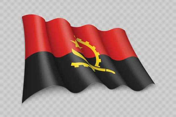 Bandera Ondeante Realista Angola Sobre Fondo Transparente — Vector de stock