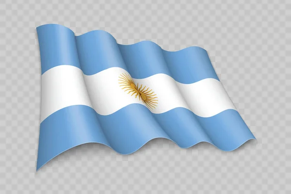 Bandera Ondeante Realista Argentina Sobre Fondo Transparente — Vector de stock