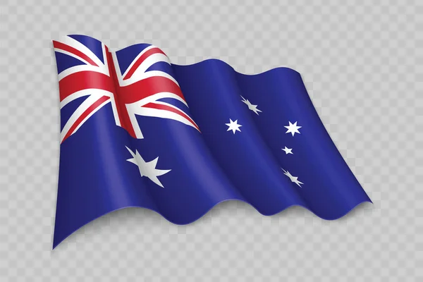 Realisztikus Integetés Zászló Ausztrália Átlátszó Háttér — Stock Vector
