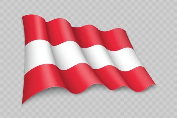 透明背景下现实地挥动奥地利国旗 — 图库矢量图片