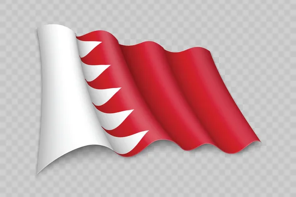 Bandiera Sventolante Realistica Del Bahrein Sfondo Trasparente — Vettoriale Stock